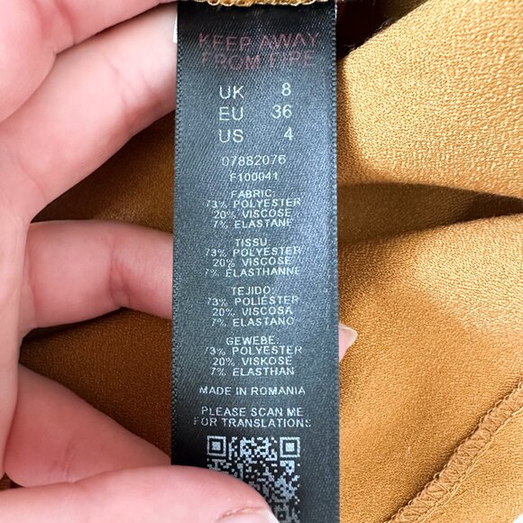 ASOS Mini Mustard Yellow Orange Gold Bow Tie Skirt - Size 4 (Small) - Picture 11 of 11